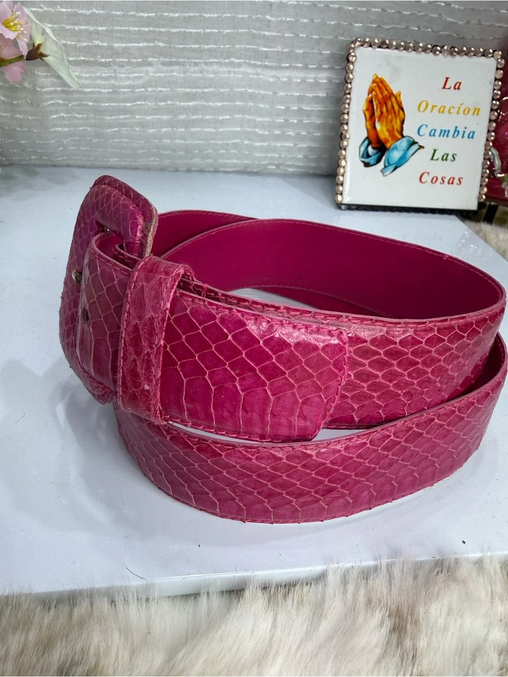 (H)Morgan Taylor Belt Vintage, 1980s-1990s Genuine snakeskin/python skin,Sz L